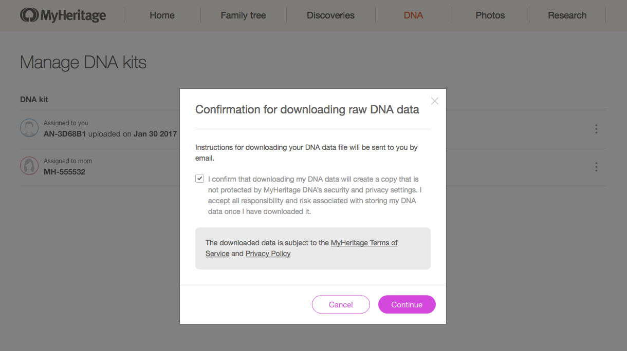 Termos de Serviço e Política de Privacidade do MyHeritage
