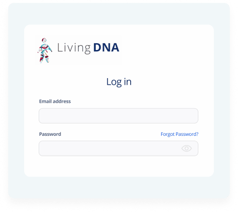 Tela de login do Living DNA